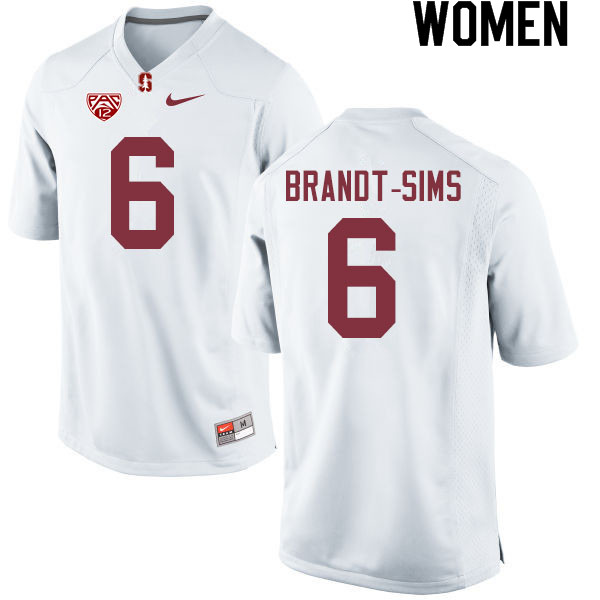 Women #6 Isaiah Brandt-Sims Stanford Cardinal College Football Jerseys Sale-White - Click Image to Close